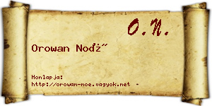 Orowan Noé névjegykártya